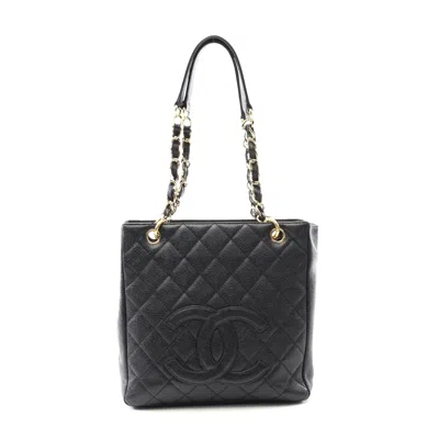 Pre-owned Chanel Caviar Skin Matelasse Pst Tote Bag Black