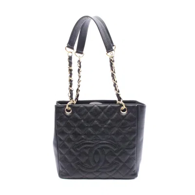Pre-owned Chanel Caviar Skin Matelasse Pst Tote Bag Black