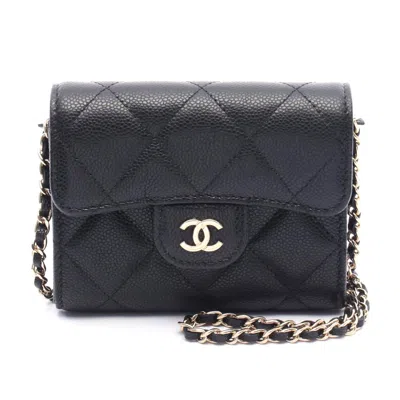 Pre-owned Chanel Caviar Skin Matelasse Shoulder Bag In Black