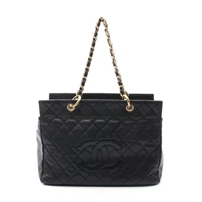 Pre-owned Chanel Caviar Skin Matelasse Tote Bag Black