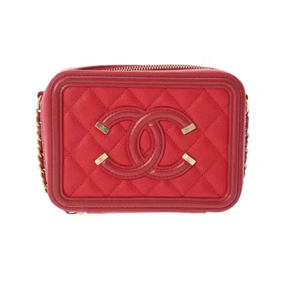 Pre-owned Chanel Caviar Skin Red Color Caviar Leather Shoulder Bag ()