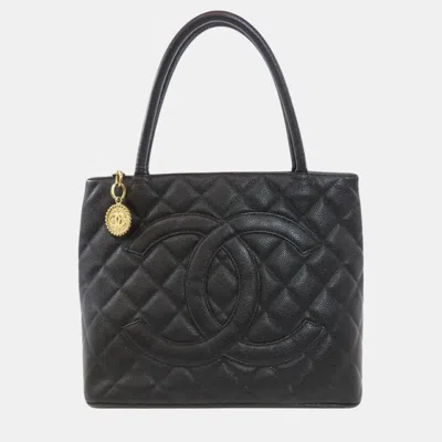 Pre-owned Chanel Caviar Skin Reproduction Tote Bag In Black