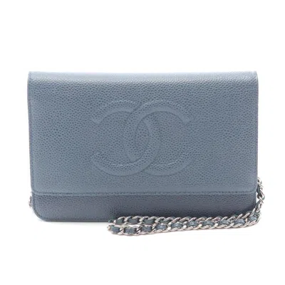 Pre-owned Chanel Caviar Skin Shoulder Bag Blue