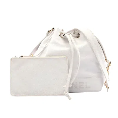 Pre-owned Chanel Caviar Skin Shoulder Bag In White