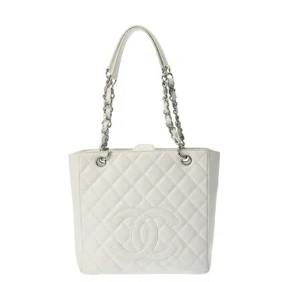 Pre-owned Chanel Caviar Skin White Caviar Leather Tote Bag ()