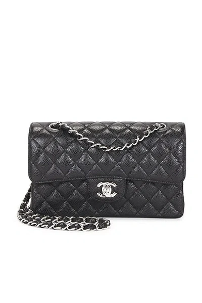 Pre-owned Chanel Caviar Small Classic Double Flap Bag In Black