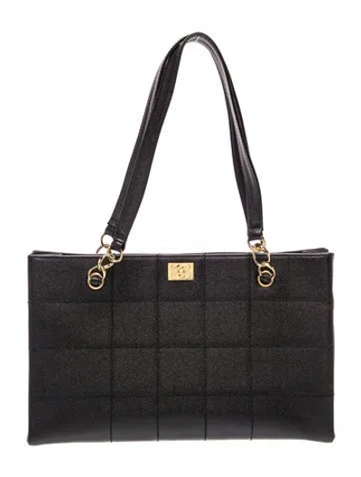 Pre-owned Chanel Caviar Square Quilt Tote In Black