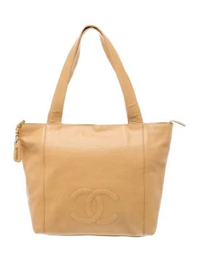 Pre-owned Chanel Caviar Timeless Cc Tote In Neutral