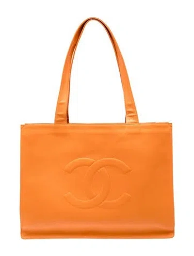 Pre-owned Chanel Caviar Timeless Tote In Orange