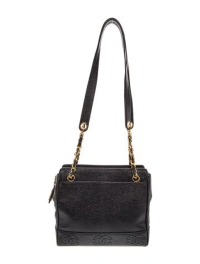 Pre-owned Chanel Caviar Triple Cc Tote In Black