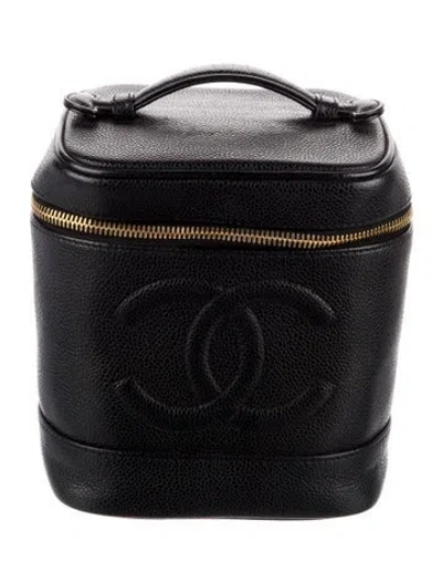 Pre-owned Chanel Caviar Vanity Case In Black