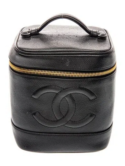 Pre-owned Chanel Caviar Vanity Case In Black