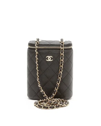 Pre-owned Chanel Caviar Vanity On Chain Bag In Black