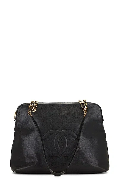 Pre-owned Chanel Caviar Chain Tote Bag In Black