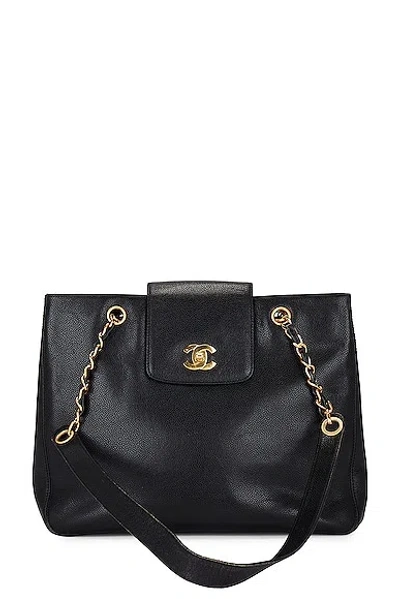 Pre-owned Chanel Turnlock Flap Tote Bag In Black