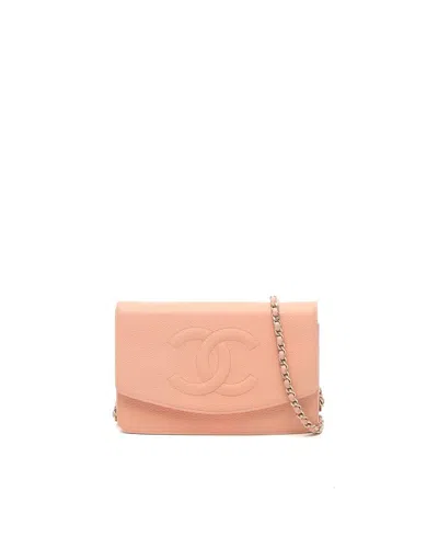 Chanel Caviar Wallet On Chain In Pink