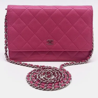 Pre-owned Chanel Caviar Woc Mini Crossbody Bag In Pink