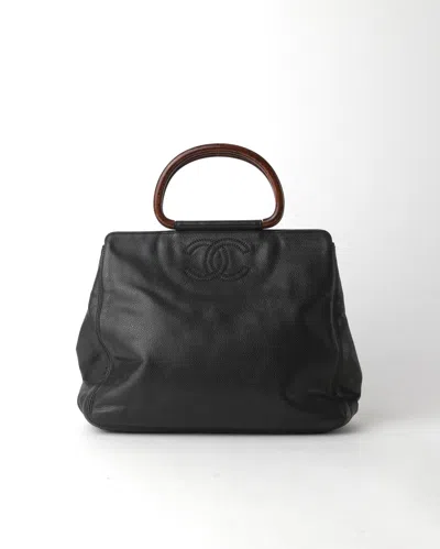 Pre-owned Chanel Caviar Wooden Handles Handbag