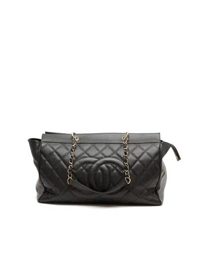 Chanel Caviar Xxl Weekender Grand Shopping Tote Bag In Black