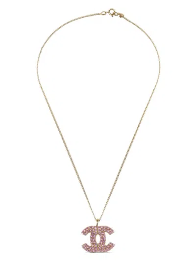 Pre-owned Chanel 2002 Cc-pendant Necklace In 金色