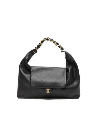 Pre-owned Chanel Cc 2025 Maxi Hobo Bag In Black