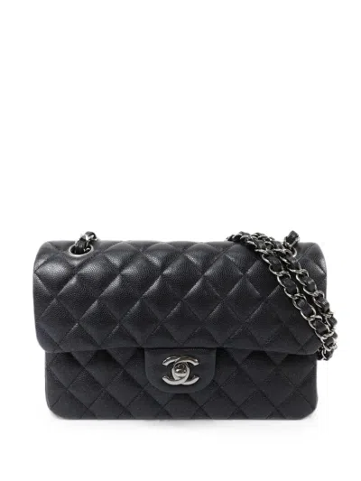 Pre-owned Chanel Cc 23 Caviar Turn-lock Shoulder Bag In Black