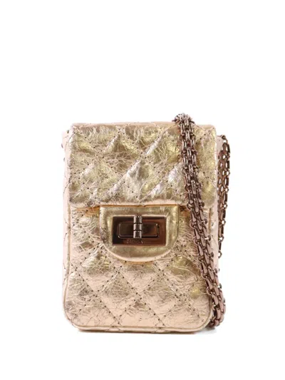 Pre-owned Chanel Cc 2.55 Chain-strap Calfskin Crossbody Bag In Gold