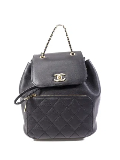 Pre-owned Chanel Cc Affinity Backpack In Black