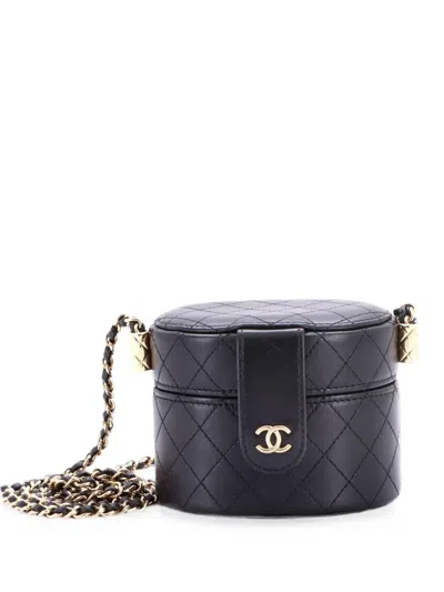 Pre-owned Chanel Cc Allure Vanity Case With Chain Quilted Lambskin Mini Crossbody Bag In Black
