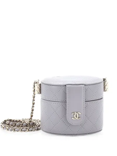 Pre-owned Chanel Cc Allure Vanity Case With Chain Quilted Lambskin Mini Crossbody Bag In Gray