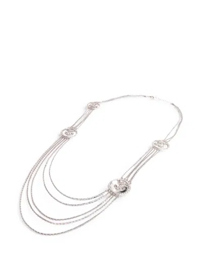 Pre-owned Chanel Cc Anchor Multi-strand Necklace In Silver