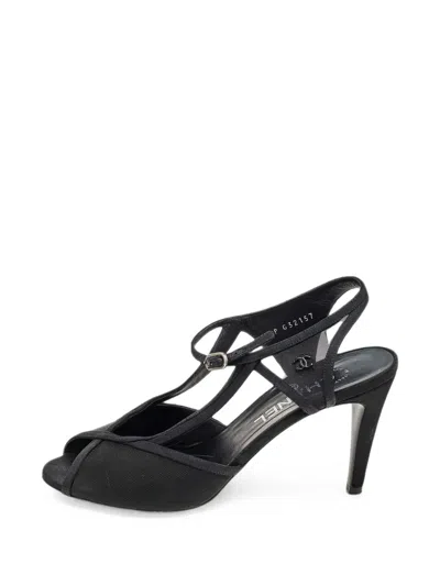 Pre-owned Chanel Cc Ankle-strap Sandals In Black