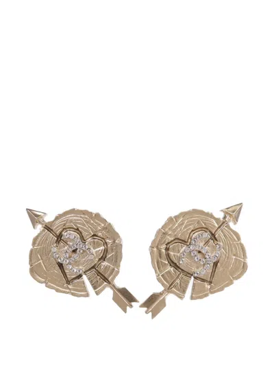 Pre-owned Chanel Cc Arrow Earrings In Gold