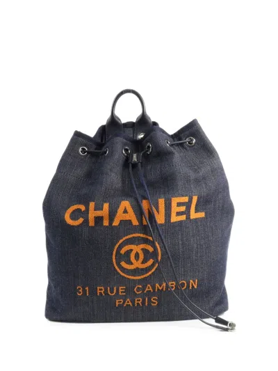 Pre-owned Chanel Cc Backpack In Blue