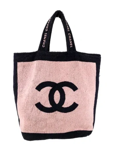 Pre-owned Chanel Cc Beach Tote In Pink