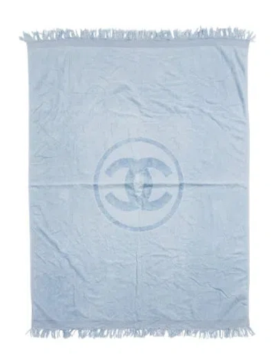 Pre-owned Chanel Cc Beach Towel In Blue