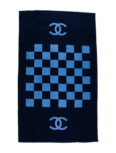 Pre-owned Chanel Cc Beach Towel In Blue