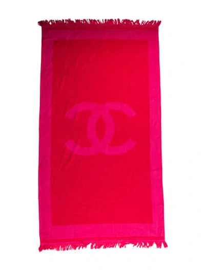 Pre-owned Chanel Cc Beach Towel In Pink