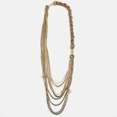 Pre-owned Chanel Cc Beads Gold Tone Lariant Chain Belt
