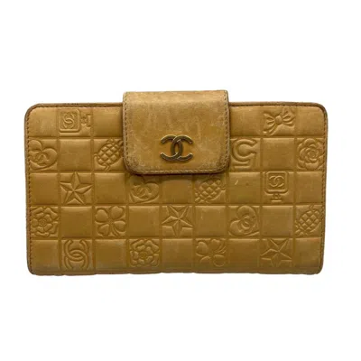 Pre-owned Chanel Cc Beige Leather Wallet  ()