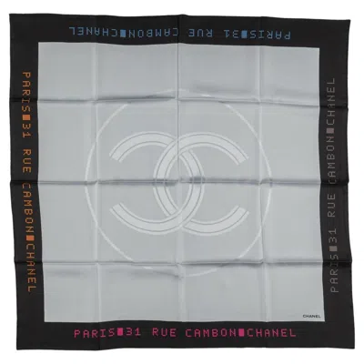 Pre-owned Chanel Cc Black Grey Logo Scarf New In Gray