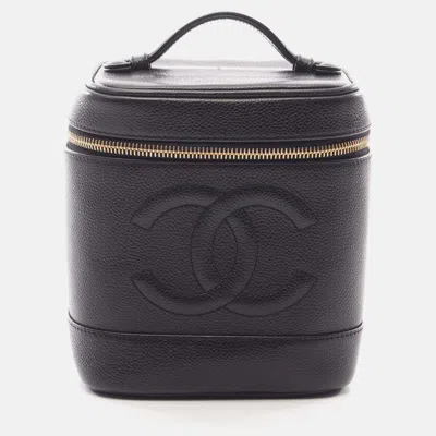 Pre-owned Chanel Cc Black Leather Vanity Clutch