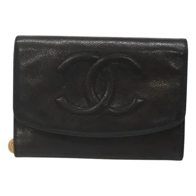 Pre-owned Chanel Cc Black Leather Wallet  ()