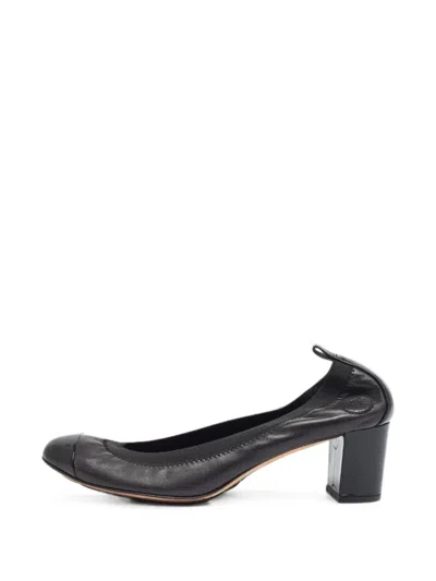 Pre-owned Chanel Cc Block Heel Pumps In Black
