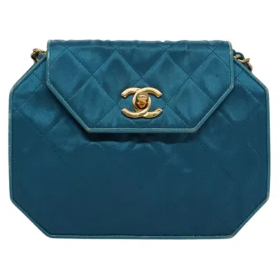 Pre-owned Chanel Cc Blue Silk Shoulder Bag ()