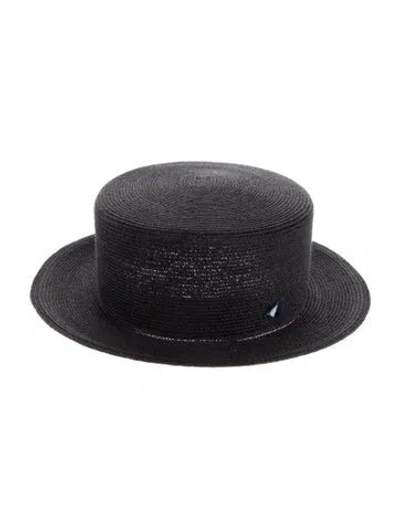 Pre-owned Chanel Cc Boater Hat W/tags In Black