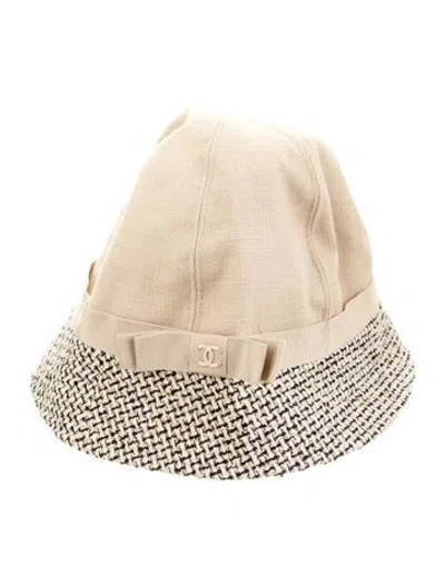 Pre-owned Chanel Cc Bow Bucket Hat In Neutrals