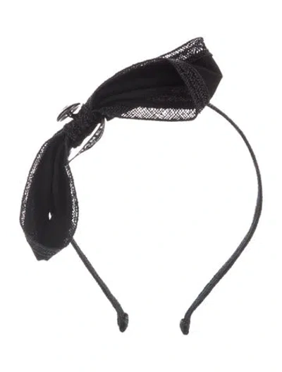 Pre-owned Chanel Cc Bow Headband In Black