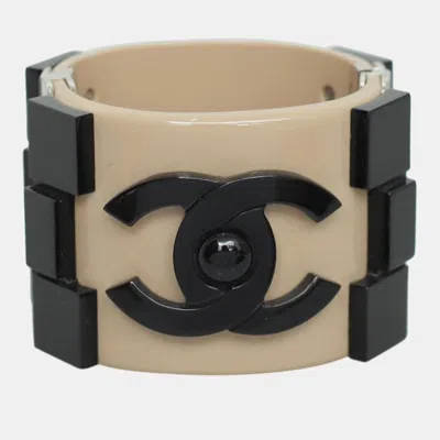 Pre-owned Chanel Cc Boy Brick Cuff Bracelet In Beige