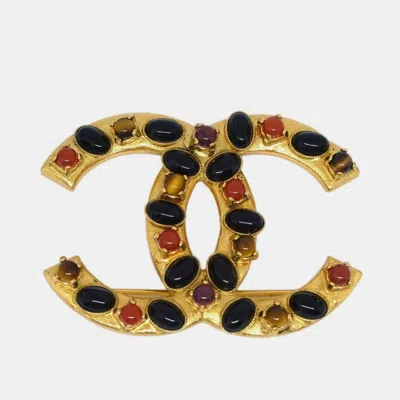 Pre-owned Chanel Cc Brooch Pin Gold